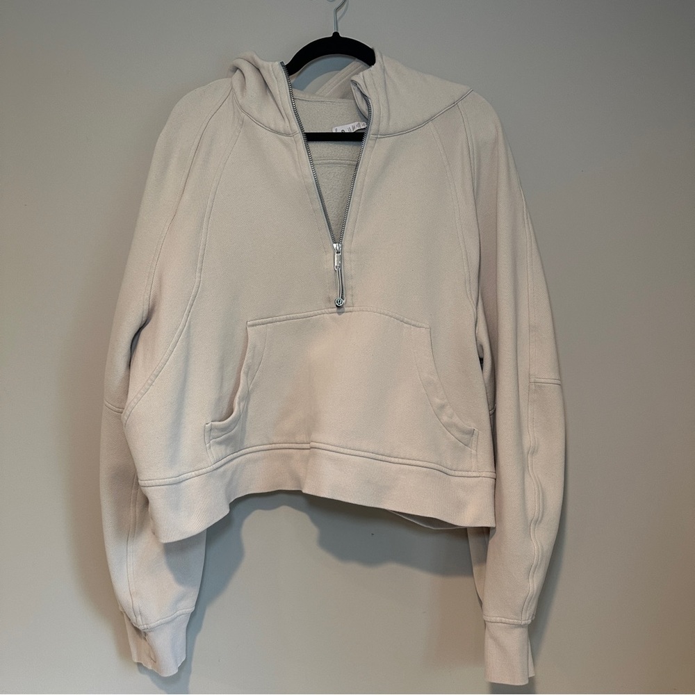 Tan Lululemon SCUBA quarter zip oversized hoodie